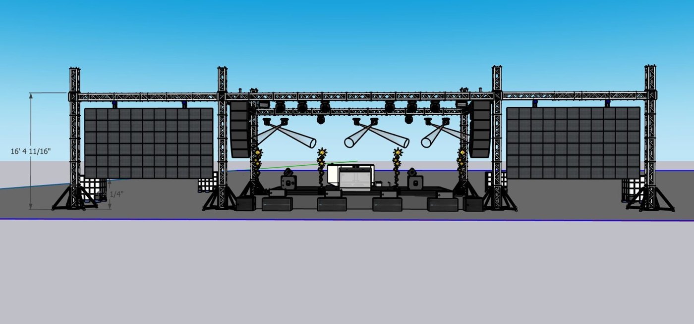 Front elevation drawing of the structure with overall height dimensioned